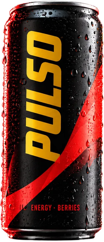 Lata PULSO sabor Berries: negra con una franja roja